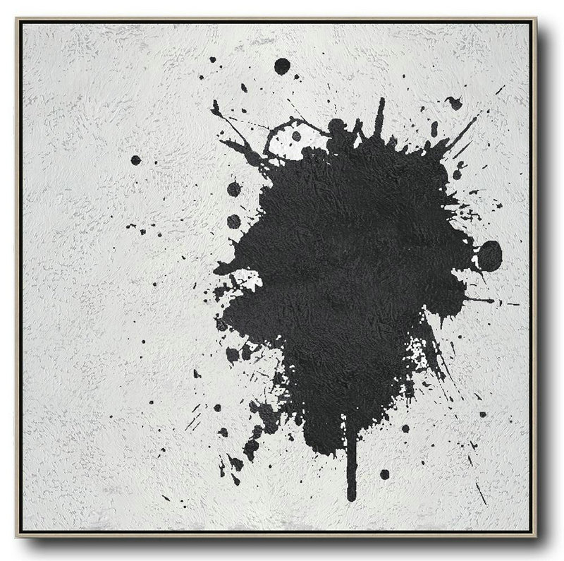Extra Large Acrylic Painting On Canvas,Oversized Minimal Black And White Painting - Abstract Painting Modern Art